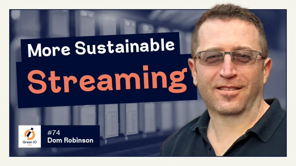 A thumbnail image, with a picture of a smiling man wearing glasses, accompanied by the text 'More Sustainable Streaming'.